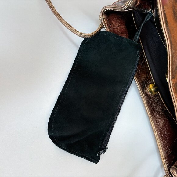 Dawli Vintage Studed Genuine Leather Made In U.S.A.Crossbody Purse Bag Rose Gold - Picture 8 of 12